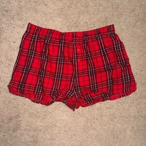 PINK Victoria's Secret Red Plaid Pajama Shorts